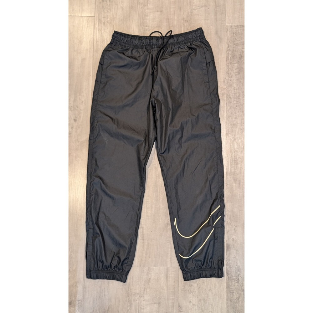 Nike SB Mens Small Windbreaker Track Pants Ankle Zip Black White Swoosh Y2k